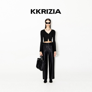 PU皮时尚 直筒廓形皮裤 KRIZIA秋季 新品