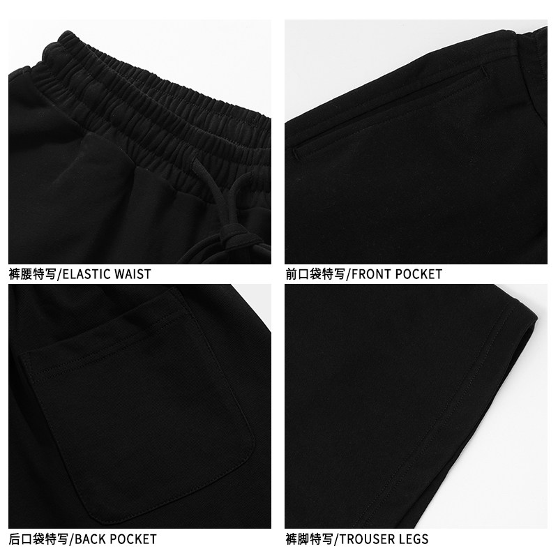 EUROPEAN AND AMERICAN TRENDY BRAND SOLID COLOR SPORTS SHORTS MENS SUMMER HIGH STREET LOOSE AND VERSATILE CASUAL DRAWSTRING WIDE-LEGGED YOUTH FIVE-POINT PANTS