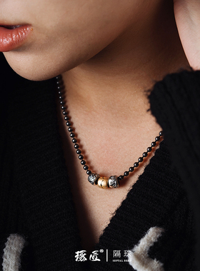 琢匠木纹金隔珠配饰项链手链串珠配件s925银手工diy手串珠子材料