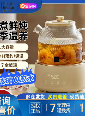 康宁养生壶多功能家用小型办公室全玻璃新款煮茶器烧水壶花茶壶炖