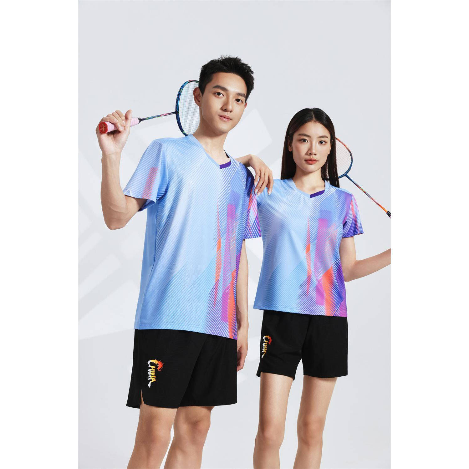 新款羽毛球服男女款速干短袖国羽同款团队定制比赛专用羽毛球上衣