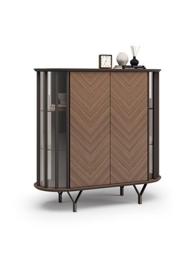 意式轻奢实木酒柜设计师现代简约玻璃展示柜客厅家用靠墙储物柜子