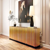 葡萄牙奢华玄关柜现代简约不锈钢艺术餐边柜样板房入户门厅装 饰柜