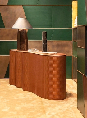 Laurameroni波浪弧形餐边柜意式轻奢储物收纳柜艺术实木玄关柜子