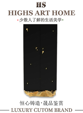 意式轻奢纯铜酒柜展示柜设计师现代高端豪宅别墅客厅靠墙餐边柜子