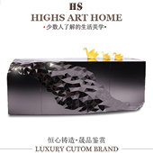 意式 玄关柜别墅客厅家用靠墙储物柜 轻奢不锈钢餐边柜创意设计师款