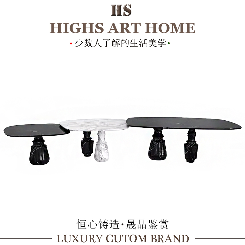 意式轻奢高端餐桌大理石可拆分