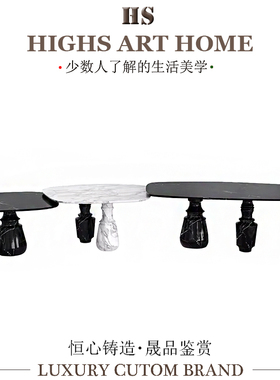 Bocadolobo轻奢高级感大理石餐桌别墅豪宅客厅饭桌可拆分用餐台