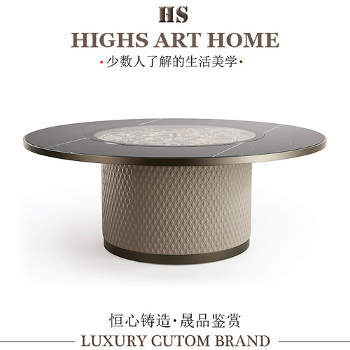 意式轻奢高级感不锈钢奢华餐桌