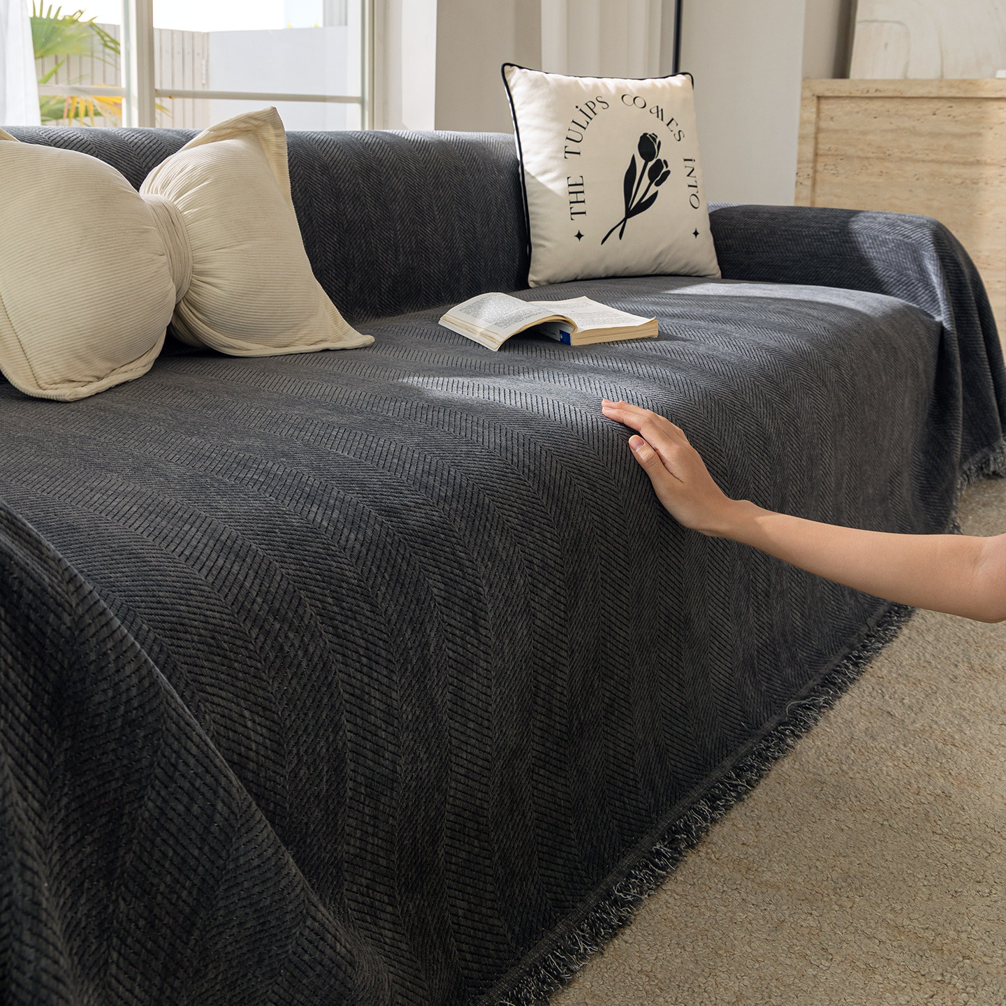 新款奶油风沙发盖布巾四季通用雪尼尔防滑沙发垫防猫抓全包套罩毯,居家布艺,沙发垫,淘宝优惠券,粉丝福利购,淘宝优惠卷