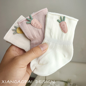 婴儿袜子春秋棉袜新生儿松口初生胖宝宝袜子无骨秋冬不勒腿纯白色