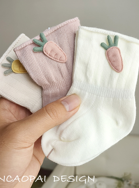 婴儿袜子春秋棉袜新生儿松口初生胖宝宝袜子无骨秋冬不勒腿纯白色