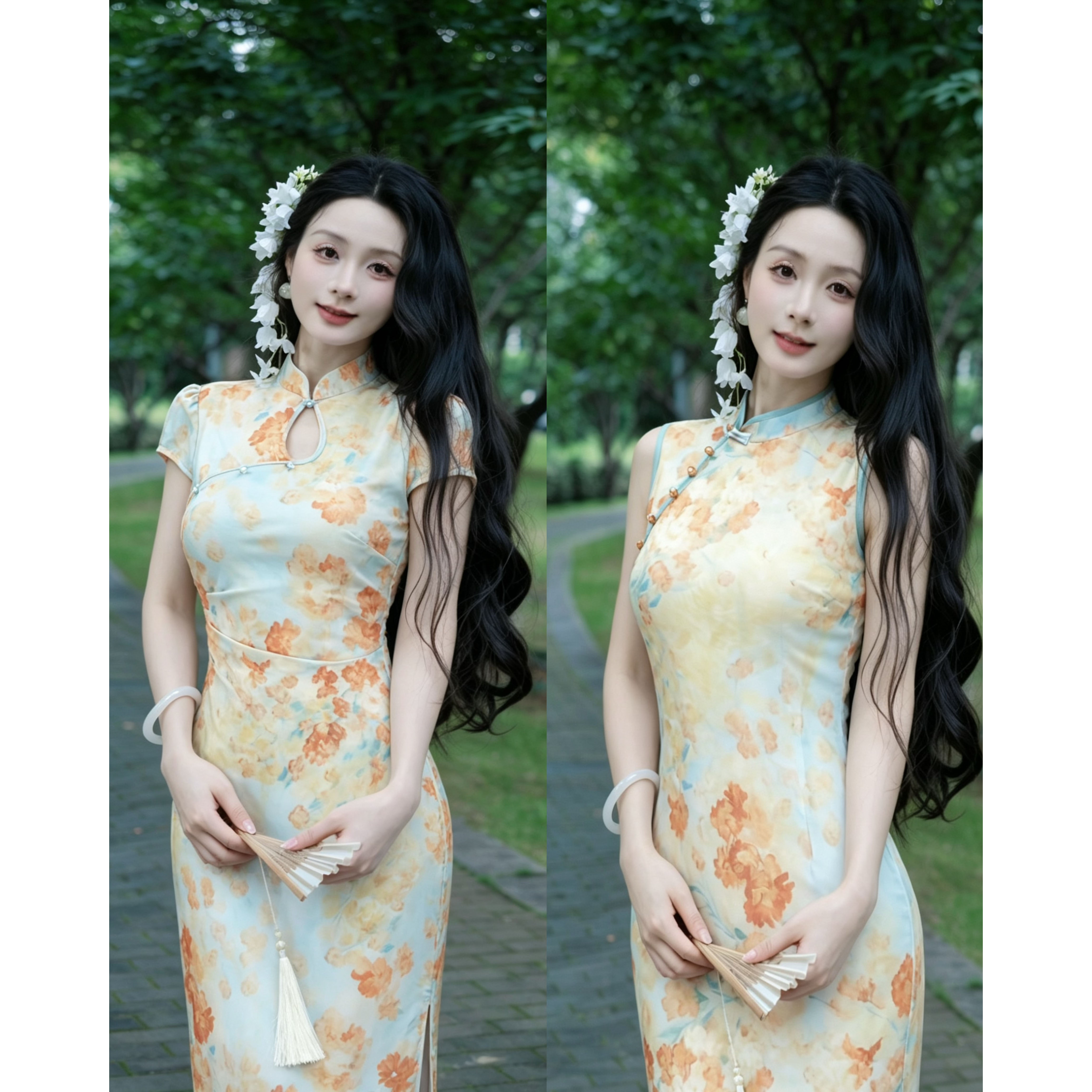 【听风絮语】潇夫人自制无袖国风旗袍
