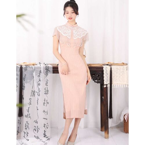 【清仓-9696】旗袍新中式国风汉服时尚甜美少女夏季复古中长款修