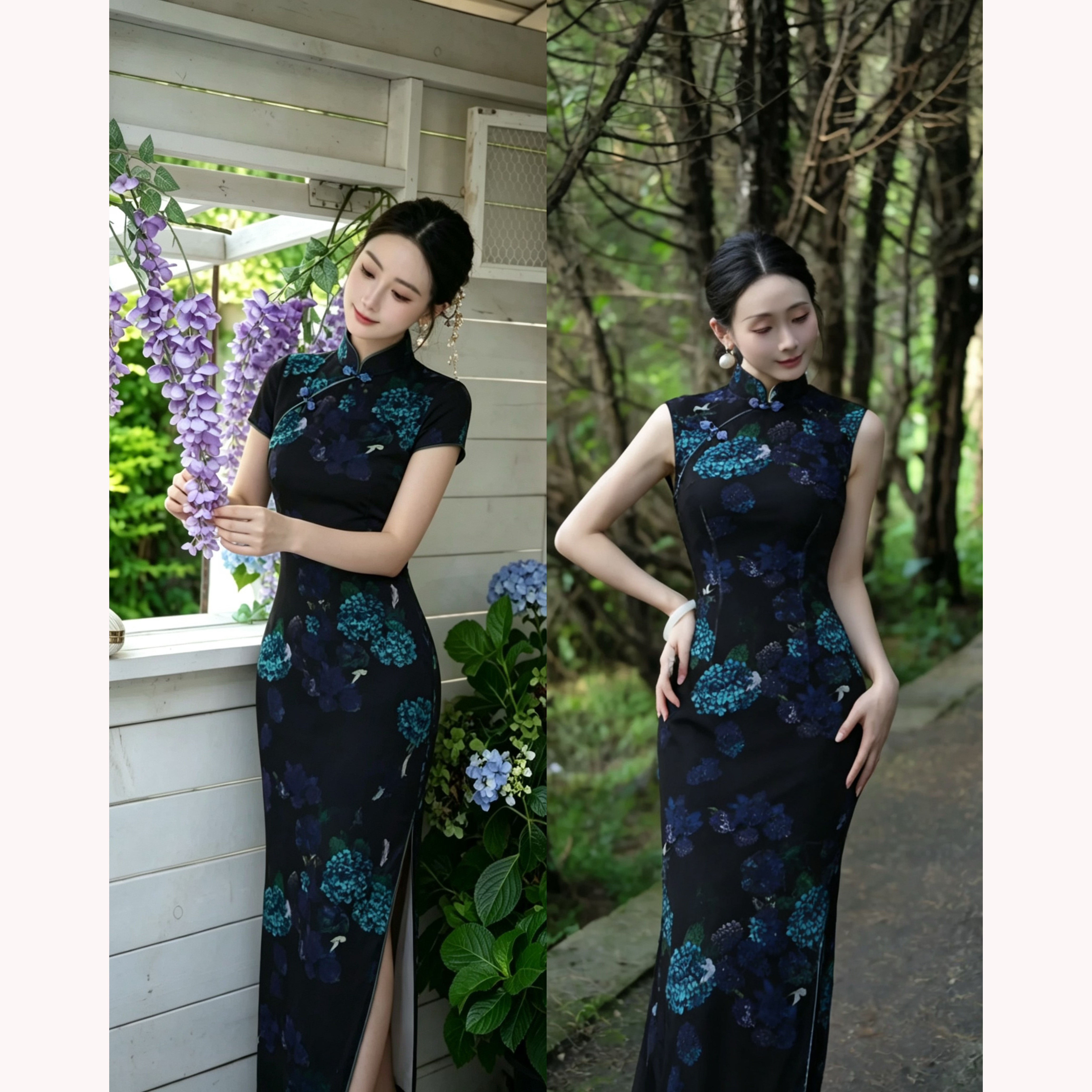【黛蓝琼簇】潇夫人自制新中式改良修身显瘦日常旗袍连衣裙