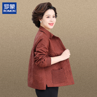 罗蒙小个子妈妈秋装外套2026新款翻领上衣中老年女士秋季衬衫大码