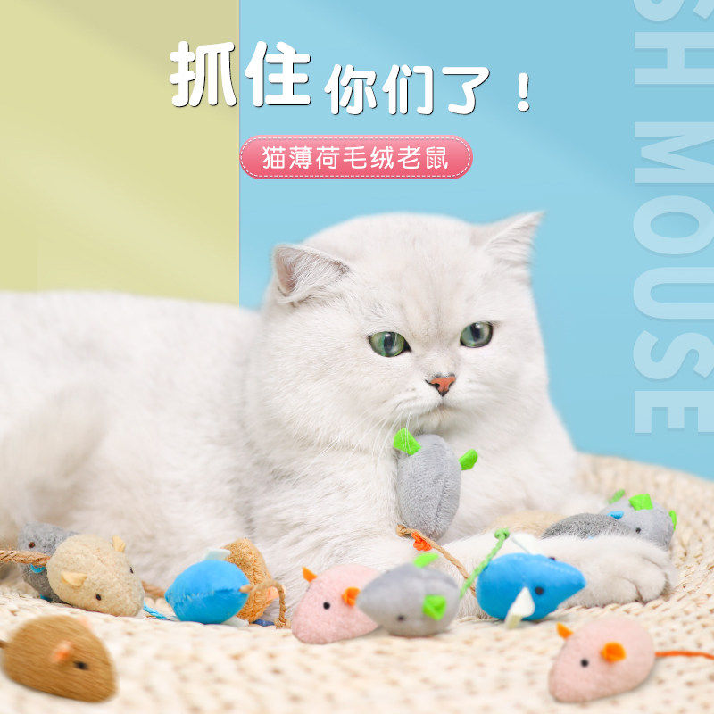 毛绒小老鼠猫咪玩具自嗨