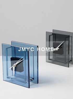 现代简约轻奢时钟摆件样板房办公室卧室家居客厅电视柜桌面装饰品