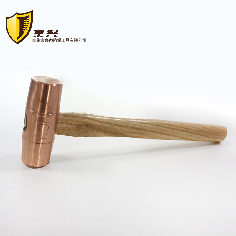 紫铜圆鼓锤木柄双面锤1p2p2.5p3p纯铜模具安装锤红铜软铜材质