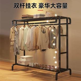 晾衣架落地卧室家用衣帽架阳台简易室内外收纳晒衣架子加粗挂衣架