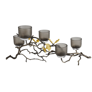 MichaelAram蝴蝶银杏五头烛台透明玻璃蜡烛台手工艺品创意烛台