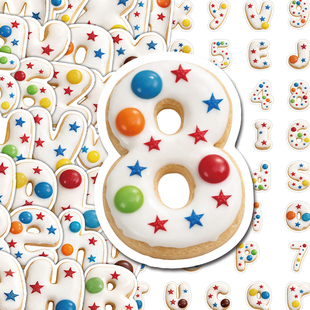 124张白色波点甜甜圈字母贴纸创意彩绘趣味启蒙老师家长装 饰贴画