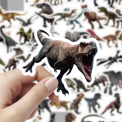 120张写实恐龙贴纸霸王龙翼龙剑龙图案儿童贴画diy手账笔记本素材