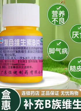 恒健复合维生素B片100片VB缺乏造成的营养不良厌食糙皮病恒建