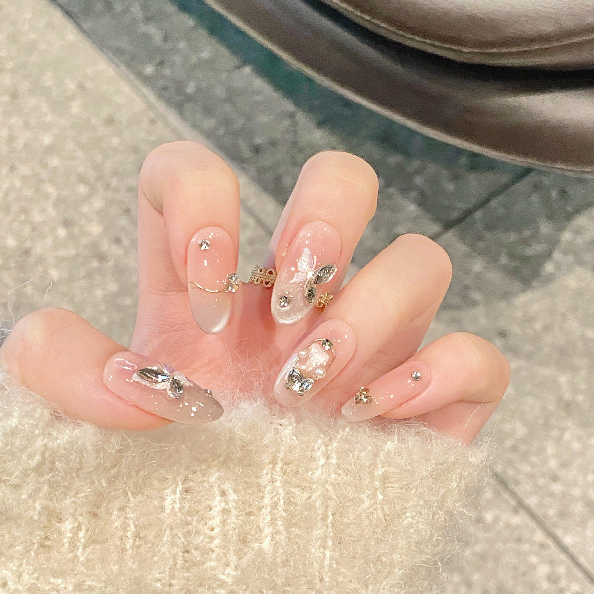 【碟之翼】纯手工穿戴甲冰透腮红蝴蝶猫眼立体感温柔气质可拆美甲,彩妆/香水/美妆工具,穿戴甲/甲片,淘宝优惠券,粉丝福利购,淘宝优惠卷