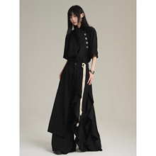 FG721 山本耀司风套装无性别穿搭设计感小众短袖衬衫高级感裤裙裤