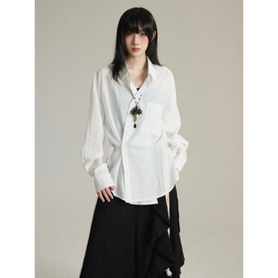 FG721 原创设计感小众衬衫lemaire风衬衣简约绑带收腰长袖上衣