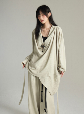 FG721 原创设计感衬衫小众极简无性别中性穿搭山本耀司风休闲套装