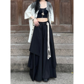 裙女春季 裤 新款 FG721原创裤 阔腿裙裤 新中式 子设计感小众拖地裤