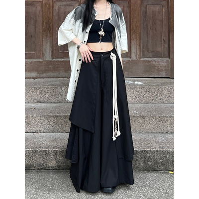 高腰新中式拖到阔腿休闲裤