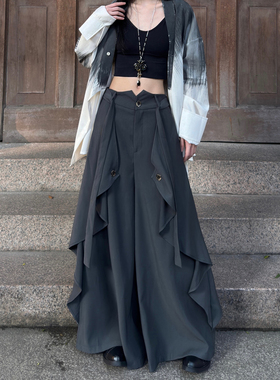 FG721 原创设计感裤裙小众无性别山本耀司风新中式阔腿拖地裙裤