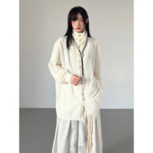 FG721原创设计感小众衬衣女纯色高领衬衫 褶皱高级感单排扣薄外套