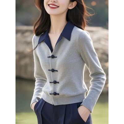 正肩扣开衫长袖Shoulder button up cardigan long sleeved shirt