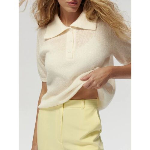 Bronladies Women's Polo Hollow Knitted Short Sleeved Sweater