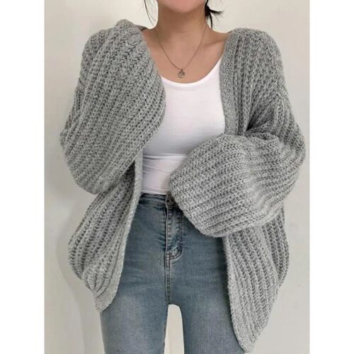 灯笼袖开衫纯色外套Lantern sleeve cardigan solid color jacket