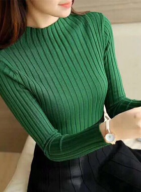 Pit stripe with half-high collr underlay坑条内搭半高领打底衫