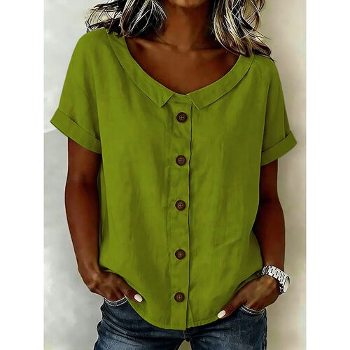圆领纯色短袖T恤 Round neck solid color short sleeved T-shirt