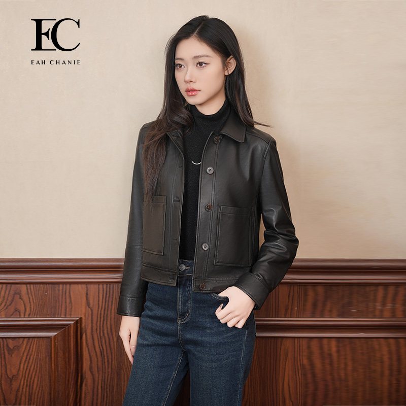 奕辰美式复古机车风皮衣