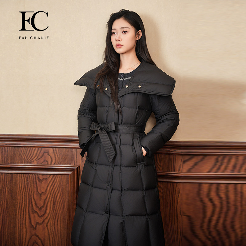 奕辰保暖时尚长款白鹅绒羽绒服
