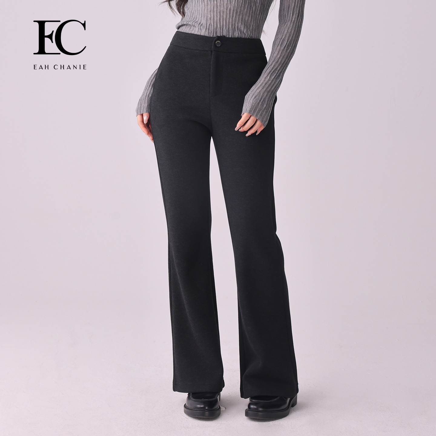 奕辰高腰休闲加厚西装微喇裤