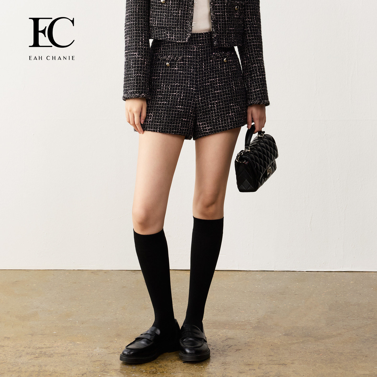 【早春新品】奕辰2026春季新款粗花呢编织短裤法式小香风休闲裤女,女装/女士精品,短裤,淘宝优惠券,粉丝福利购,淘宝优惠卷