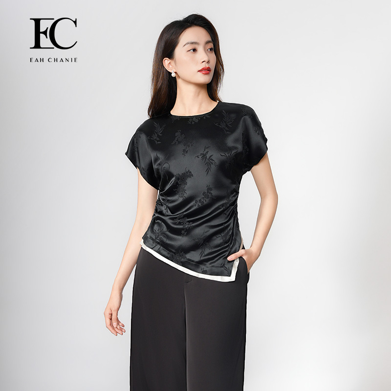 奕辰气质不规则拼色上衣