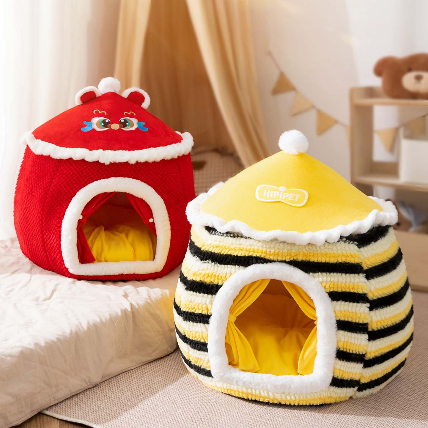 猫窝秋冬季可拆洗大空间蒙古包透气保暖封闭式耐磨狗窝宠物猫咪窝