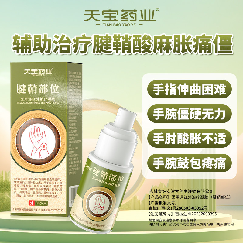 天宝药业腱鞘部位医用远红外治疗凝胶促进血液循环消肿止痛喷雾剂