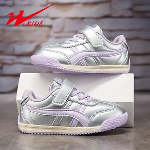 双星女童鞋子2025春秋款皮面防水运动鞋儿童休闲鞋男童防滑阿甘鞋