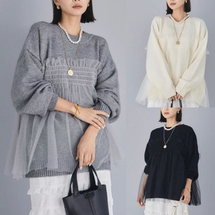 钉珠牛仔裤 and Fake sweaters jeans two 兔绒拼接网纱假两件毛衣